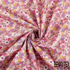 Coton imprimé petit bouquet floral champêtre fond malabar