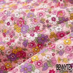 Coton imprimé petit bouquet floral champêtre fond malabar