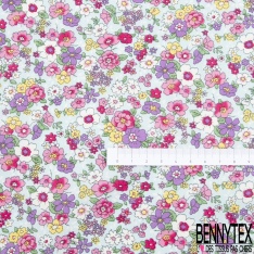 Coton imprimé petit bouquet floral champêtre fond malabar