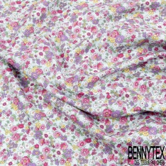 Coton imprimé petit bouquet floral champêtre fond malabar