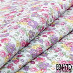 Coton imprimé petit bouquet floral champêtre fond malabar