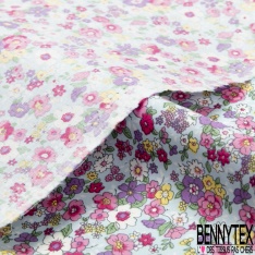 Coton imprimé petit bouquet floral champêtre fond malabar