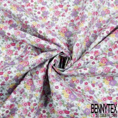 Coton imprimé petit bouquet floral champêtre fond malabar