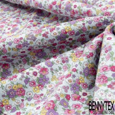 Coton imprimé petit bouquet floral champêtre fond malabar