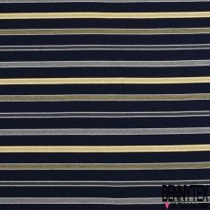 Jersey coton tissé teint fine rayure fantaisie horizontale ton chaud