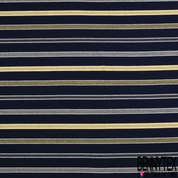 Jersey coton tissé teint fine rayure fantaisie horizontale ton chaud