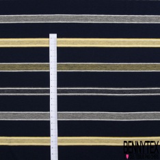 Jersey coton tissé teint fine rayure fantaisie horizontale ton chaud