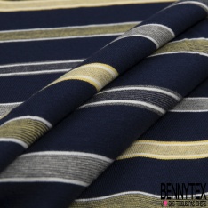 Jersey coton tissé teint fine rayure fantaisie horizontale ton chaud