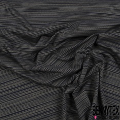 Jersey coton jacquard petite rayure fantaisie bleu nuit bleu horizon