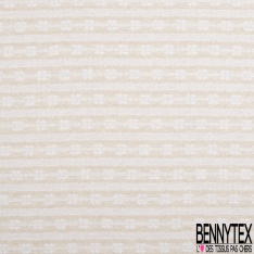 Jersey coton jacquard rayure horizontale bleu jeans fantaisie blanc discret
