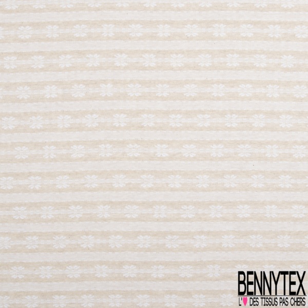 Jersey coton jacquard rayure horizontale bleu jeans fantaisie blanc discret