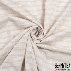 Jersey coton jacquard rayure horizontale bleu jeans fantaisie blanc discret
