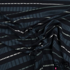 Maille côtelée 2x2 rayure horizontale noir lurex argent indigo noir chiné