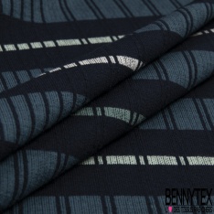 Maille côtelée 2x2 rayure horizontale noir lurex argent indigo noir chiné