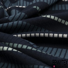 Maille côtelée 2x2 rayure horizontale noir lurex argent indigo noir chiné