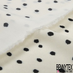 Crêpe viscose grand imprimé feuillage tropicale fond blanc cassé