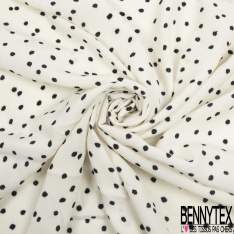 Crêpe viscose grand imprimé feuillage tropicale fond blanc cassé