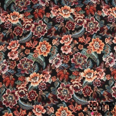 Jacquard coton viscose lurex fuschia rayure fantaisie dentelle coloris pêche de Géorgie