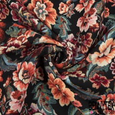 Jacquard coton viscose lurex fuschia rayure fantaisie dentelle coloris pêche de Géorgie