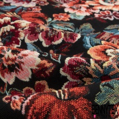 Jacquard coton viscose lurex fuschia rayure fantaisie dentelle coloris pêche de Géorgie