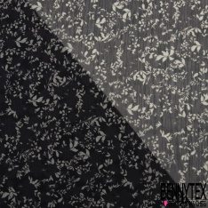 Coupon 3m Mousseline polyester imprimé floral géométrique fond lie de vin