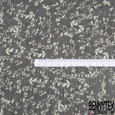Coupon 3m Mousseline polyester imprimé floral géométrique fond lie de vin