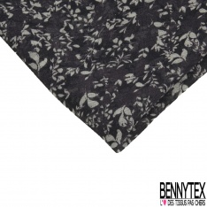 Coupon 3m Mousseline polyester imprimé floral géométrique fond lie de vin