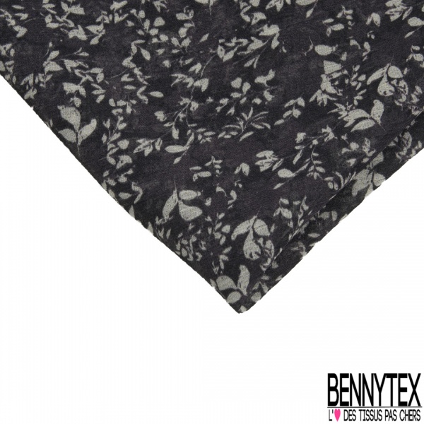 Coupon 3m Mousseline polyester imprimé floral géométrique fond lie de vin