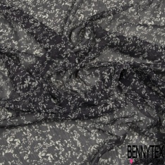 Coupon 3m Mousseline polyester imprimé floral géométrique fond lie de vin