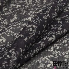 Coupon 3m Mousseline polyester imprimé floral géométrique fond lie de vin