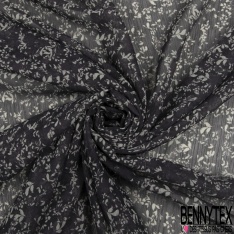 Coupon 3m Mousseline polyester imprimé floral géométrique fond lie de vin