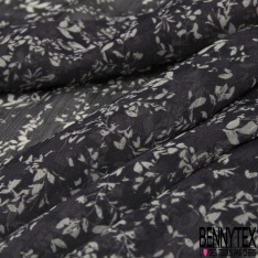 Coupon 3m Mousseline polyester imprimé floral géométrique fond lie de vin