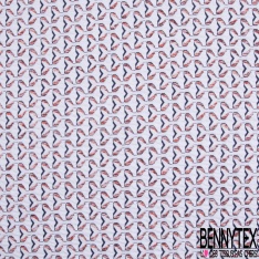 Coupon 3m Milano jacquard coton viscose motif queue de poisson stylisé ton bleu fond blanc