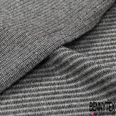 Maille côtelée 2x5 viscose fine rayure verticale ton noir blanc