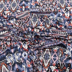 Coupon 3m maille cristal imprimé tartan vintage noir ocre sapin fond crème