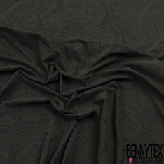 Polyamide élasthanne lingerie motif grande feuille de banane ton noir vert militaire foncé