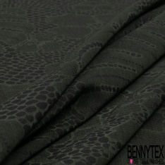 Polyamide élasthanne lingerie motif grande feuille de banane ton noir vert militaire foncé