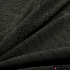 Polyamide élasthanne lingerie motif grande feuille de banane ton noir vert militaire foncé