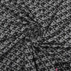 Polyamide élasthanne lingerie motif pied de poule stylisée revisitée ton noir orange brûlée