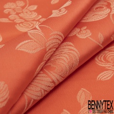 Polyamide élasthanne lingerie motif rose stylisée orange pastel fond mandarine