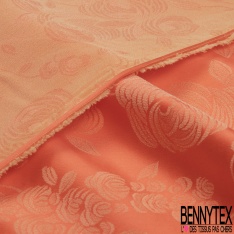 Polyamide élasthanne lingerie motif rose stylisée orange pastel fond mandarine