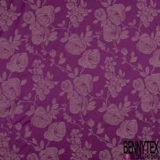 Polyamide élasthanne lingerie motif rose stylisée orchidée fond clémentine
