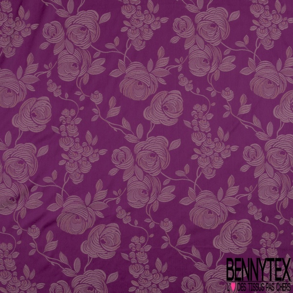 Polyamide élasthanne lingerie motif rose stylisée orchidée fond clémentine