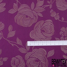 Polyamide élasthanne lingerie motif rose stylisée orchidée fond clémentine