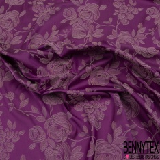 Polyamide élasthanne lingerie motif rose stylisée orchidée fond clémentine