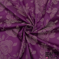 Polyamide élasthanne lingerie motif rose stylisée orchidée fond clémentine