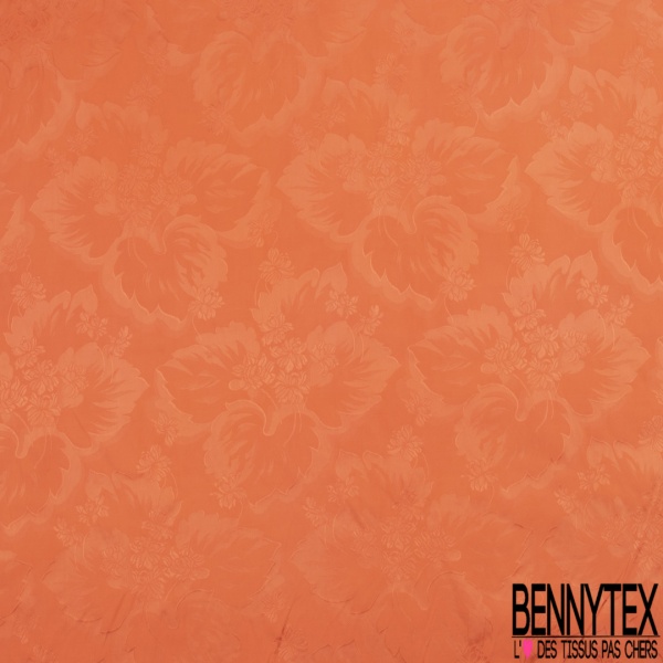 Polyamide élasthanne lingerie motif fleur baroque ton sur ton orange opéra