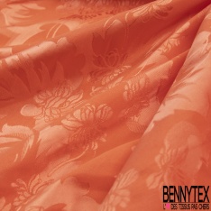 Polyamide élasthanne lingerie motif fleur baroque ton sur ton orange opéra