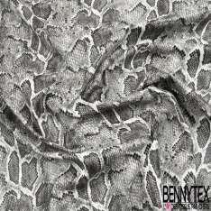 Simili cuir imprimé peau de serpent effet écaille noir