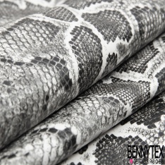 Simili cuir imprimé peau de serpent effet écaille noir